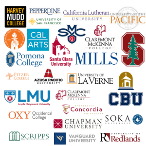 wall of private university logos